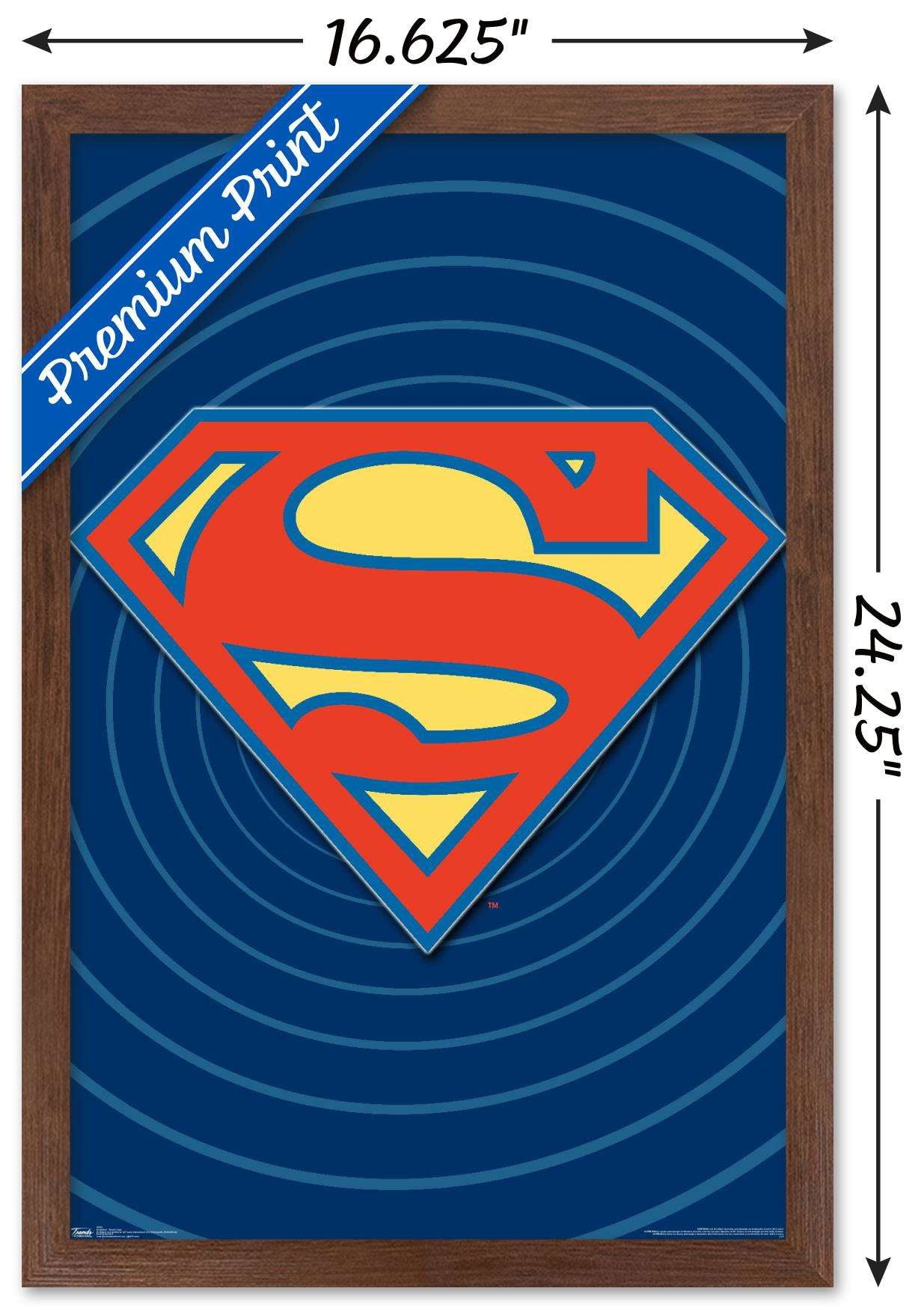 DC Comics - Superman - Classic Logo Wall Poster, 14.725" x 22.375", Framed