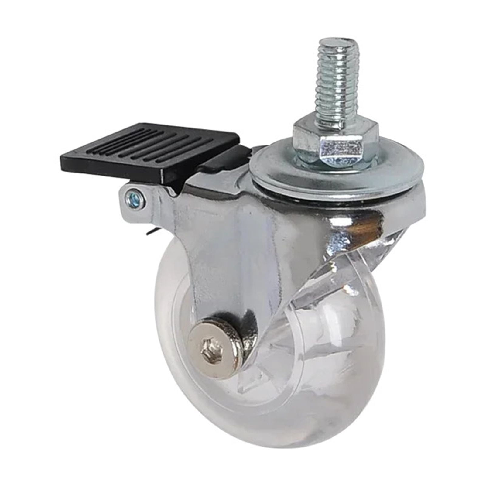 4Pcs 2 Inch M8x15mm Screw Threaded Stem Casters Office Chair Caster Wheel Clear Swivel Casters With Brake For Sofa Chair Cabinet ,Quiet and Smooth
