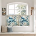 thumbnail image 2 of Teal Octopus Coastal Tier Curtains 24 Inch Length, Vintage Summer Beach Nautical Cafe Short Curtains for Bathroom Over Sink, Small Kitchen Curtain Light Filtering Tiered Drapes 2 Panels 27.5"Wx24"L, 2 of 8