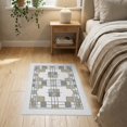 thumbnail image 3 of ODIKA 2'x3' Washable Throw Rug Bathroom Layout Structured Block Mosaic Symmetrical Farmhouse for Hallway, Study Room, Non-Slip Low Profile, Flatwoven, 3 of 7