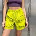 thumbnail image 4 of Women's Quick Dry Cargo Shorts, Elastic Waist Drawstring Hiking Shorts with Multi-Pockets, Lightweight and Breathable for Outdoor Activities and Casual Wear Green S, 4 of 7