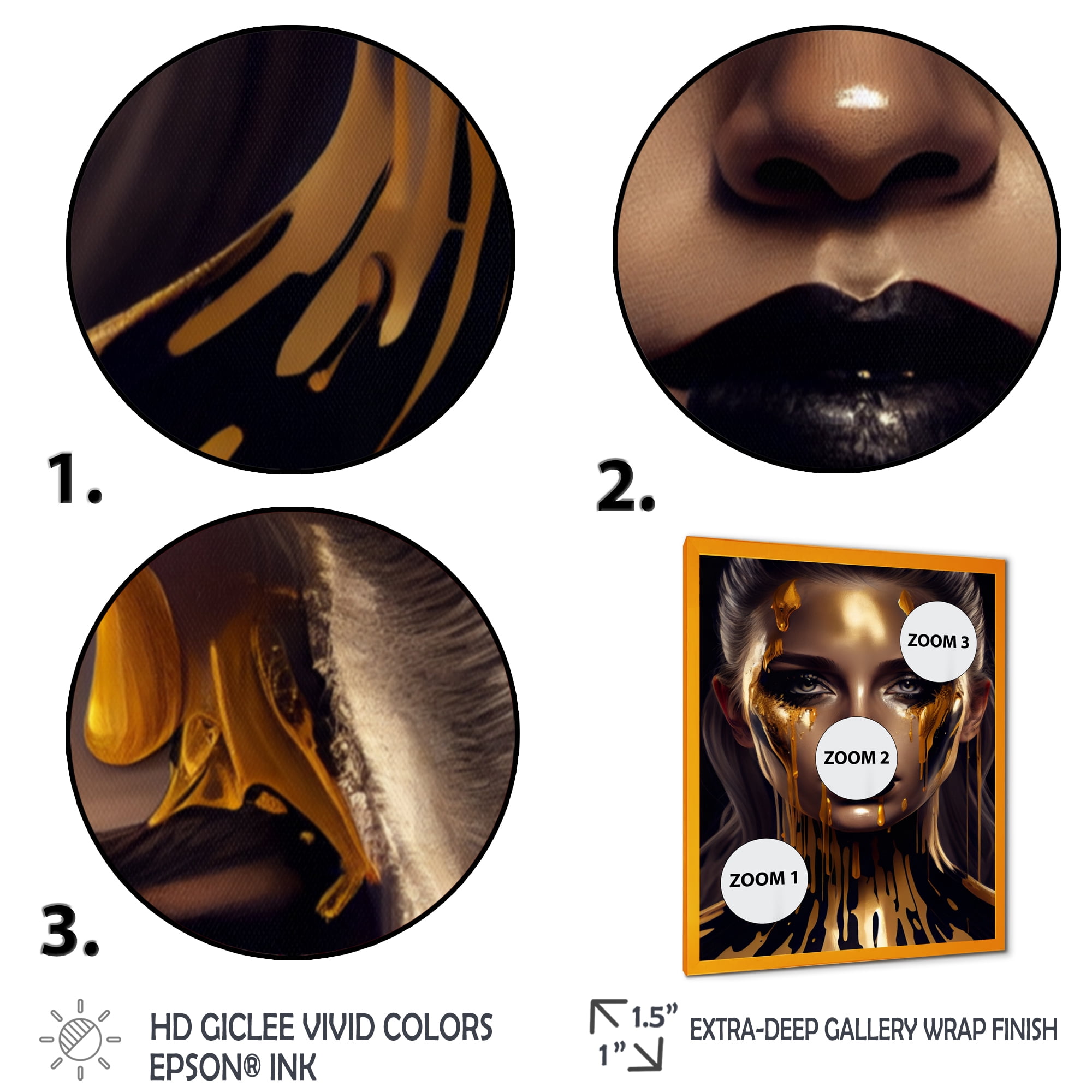 Designart Sensual Liquid Gold Woman VII Framed Wall Art