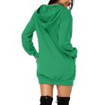 thumbnail image 4 of FYEGRE Ladies' Hooded Sweatshirt Fashionable Women Solid Hooded Sweater Dress with Long Sleeves and Functional Pockets for Casual Comfort and Style Green L, 4 of 5