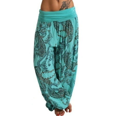 

Niuer Harem Yoga Pants For Women Hippie Boho Lounge Pajamas Summer Beach Print Wide Leg Pants