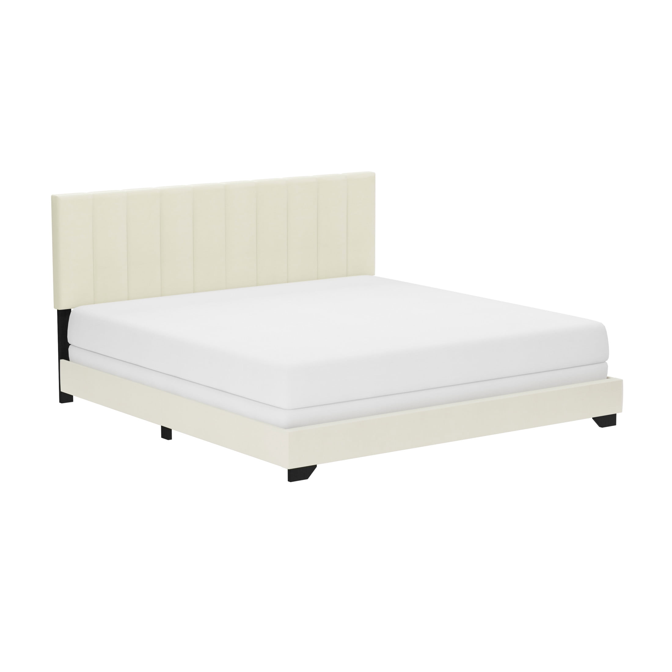 Reece Channel Stitched Upholstered King Bed, Ivory, by Hillsdale Living Essentials