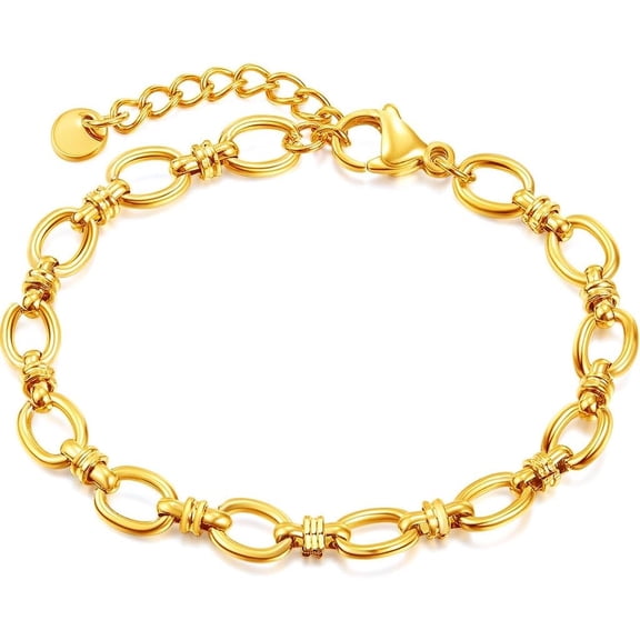 Stainless Steel Linked Infinity Charms Chain Style Bracelet