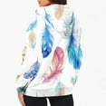 thumbnail image 3 of Christmas Zipper Hoodies for Women Pink 2024 Fall Oversized Long Sleeve Hooded Drawstring Sweatshirts Pockets Feather Print Jacket Coat for Women Winter Jackets for Women 2024, 3 of 5