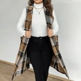 thumbnail image 3 of Womens Plaid Long Vest Jacket Sleeveless Open Front Lapel Oversized Coat Fashion Lightweight Loose Fall Winter Outerwear, 3 of 4