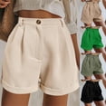 thumbnail image 2 of PUMISAS High Waist Pants For Women Elastic And Adjustable Waistband Shorts Solid Color Button Pants Summer Casual Loose Short Pants With Pockets, 2 of 7