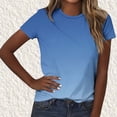 thumbnail image 4 of Hxshgdsn Womens Short Sleeve T Shirt Trendy Gradient Print Crew Neck Casual Summer Pullover TopBlue 2/5XL）, 4 of 5