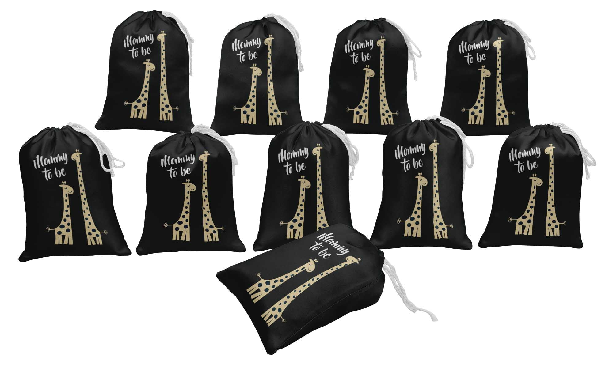 Darling Souvenir Black Giraffe & Mummy To Be Baby Shower Party Supplies Favor Bags&nbsp;Jewelry&nbsp;Pouches 15 Pieces