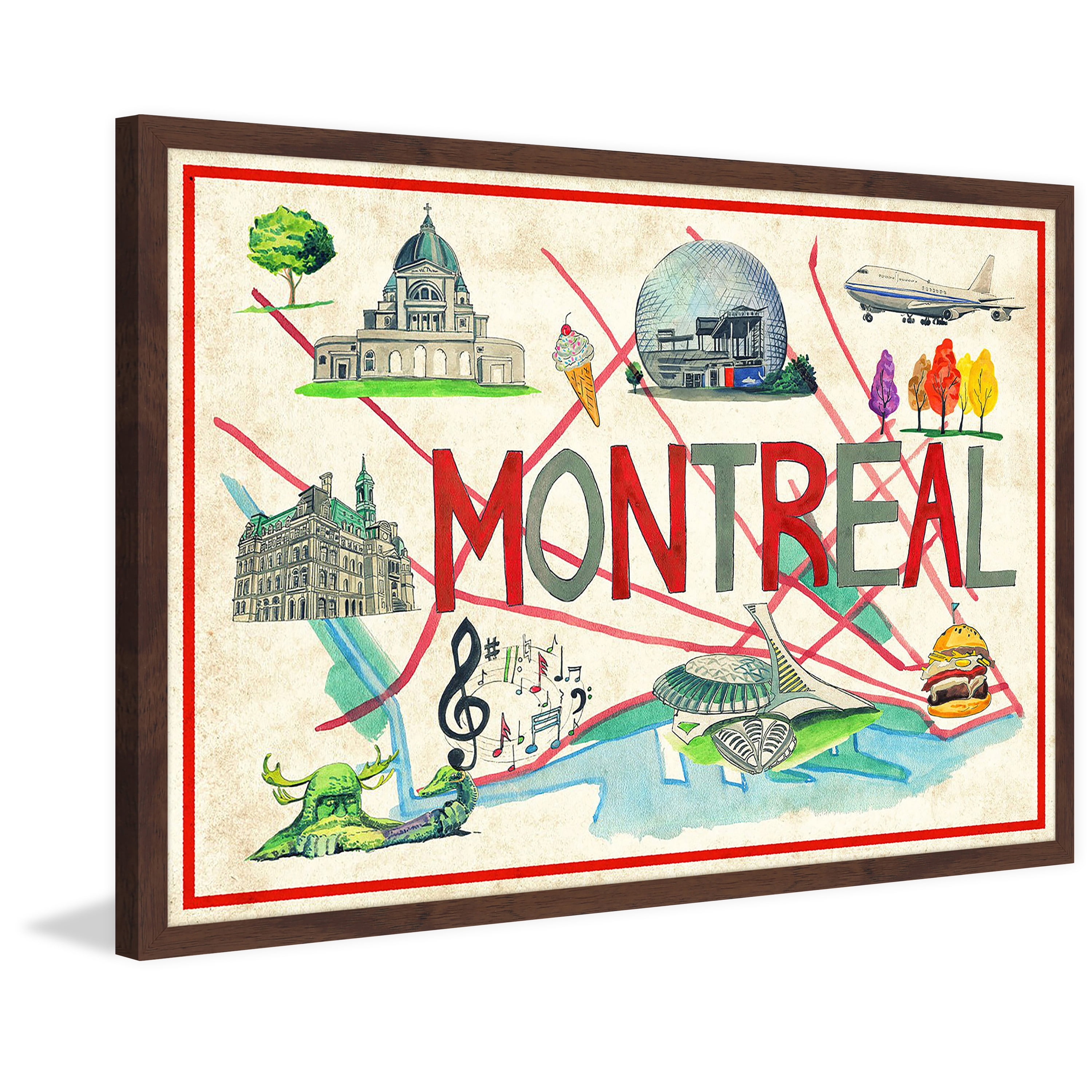 "Venez a Montreal - Antique" Framed Painting Print