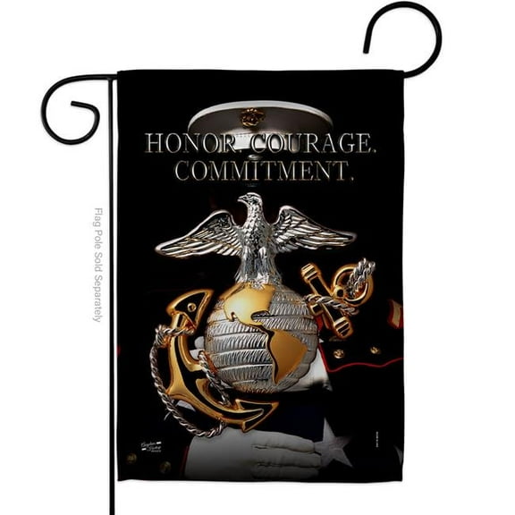 G135316-BO 13 x 18.5 in. Honor Courage Commitment Garden Flag with Armed Forces Marine Corps Double-Sided Decorative Vertical Flags House Decoration Banner Yard Gift