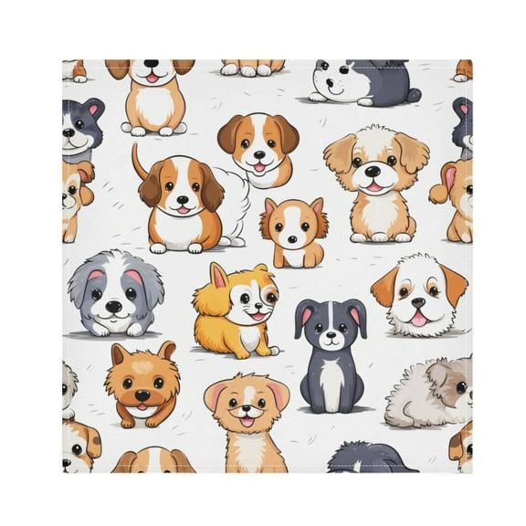 JSTEL Cute Puppy Print Dog Cloth Napkins Set of 1, 20x20 Inch Washable and Reusable Napkin for Decoupage Dinner Party Everyday Use