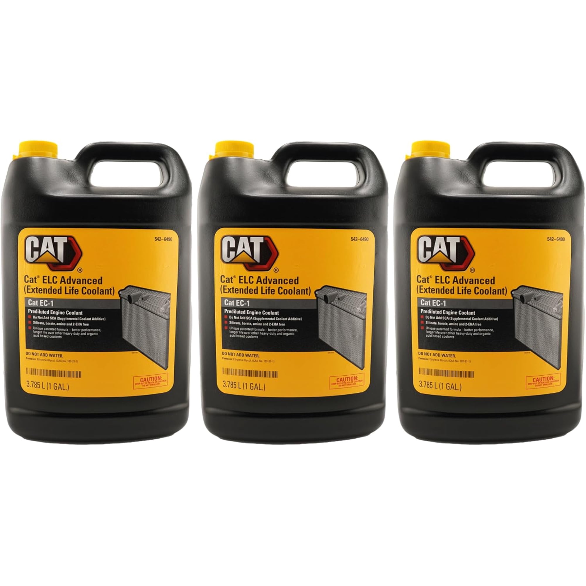 CAT 542-6490 (5426490) ELC Advanced Extended Life Coolant 50/50 Premix – 1 Gallon Jug – 3 Pack – Genuine EC-1 Coolant, Do Not Add Water, Bittering Agent