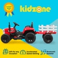 thumbnail image 2 of Kidzone 12V 7AH Treaded Tires Kids Battery Powered Electric Tractor with Trailer Toddler Ride On Toy for 3+ Years Boys & Girls, 3-Gear-Shift 7-LED Lights USB & Bluetooth Audio - Red, 2 of 6