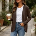 thumbnail image 5 of Hfnxid Women Cardigan Sweater Lightweight 3/4 Sleeves Open Front Cardigans Knit Draped Cover Ups Fall Casual Coat Brown S, 5 of 9