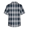 thumbnail image 4 of Domuza Scrub Tops for Men Plaid Stripe Printed Short Sleeve V Neck Carer Uniform Plus Size Comfy Soft Medical Workwear with 3 Pockets Blue XL, 4 of 4