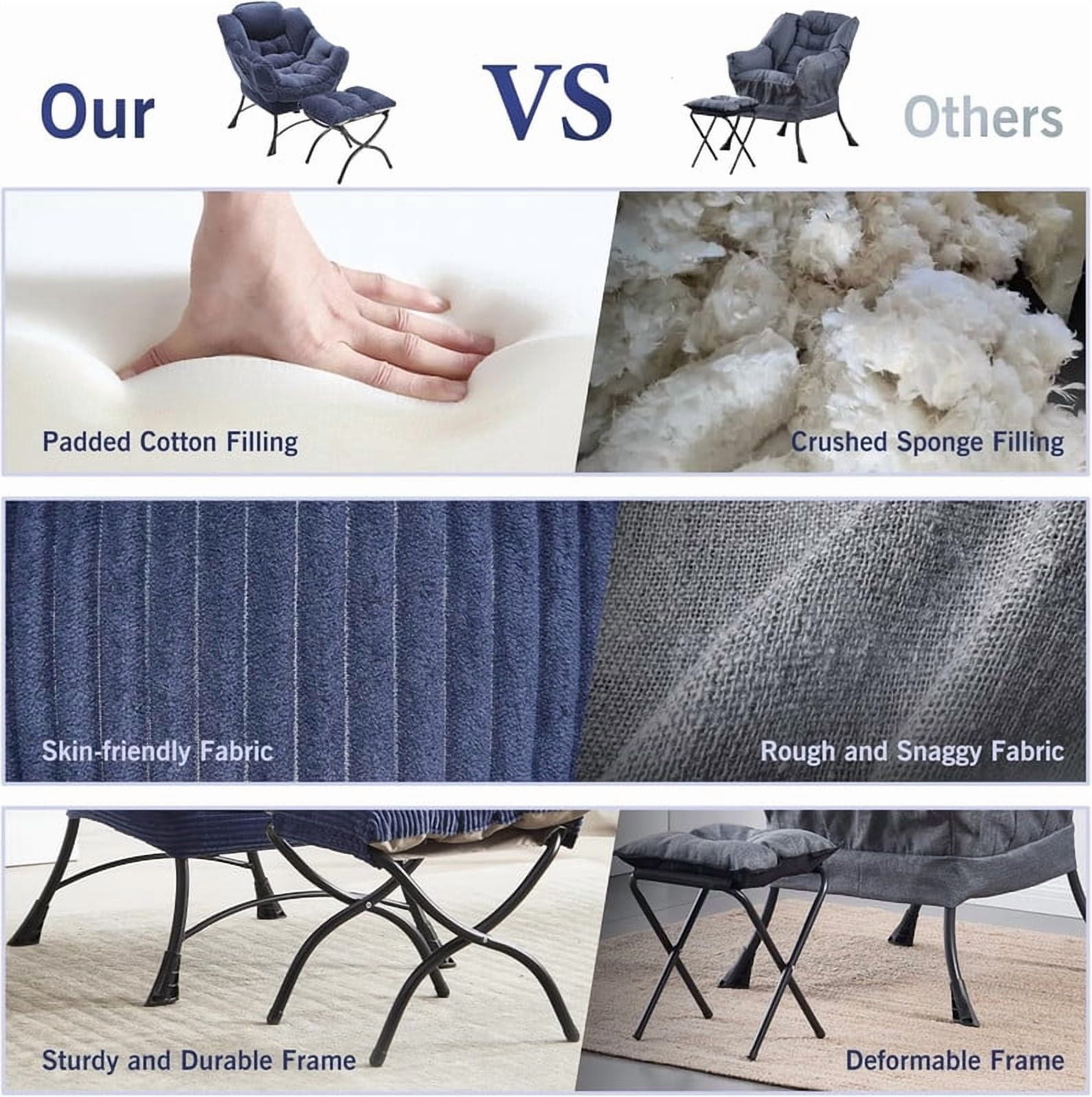Lazy Chair with Ottoman, Modern Lounge Accent Chair with Armrests and a Side Pocket, Leisure Upholstered Sofa Chair Reading Chair with Footrest