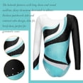thumbnail image 7 of YONGHS Kids Girls Long Sleeve Gymnastic Ballet Dance Leotard Shiny Color Patchwork Bodysuit A Blue 8, 7 of 7