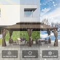 thumbnail image 5 of Miekor 14' X 24' Hardtop Gazebo, Upgraded Metal Gazebo with Drainage System, Dual-Layer Galvanized Steel Roof, Curtain and Netting, Outdoor Shelter Canopy for Patio, Garden, and Backyard, Brown MK04, 5 of 10