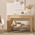 thumbnail image 2 of Bouclair Table Console Moderne en Bois Blanc et Naturel avec Dessus Blanc, 2 of 6