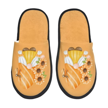 Balery Sunflower Gnomes 2 Slient Indoor Furry Fleece Comfort House Shoes Soft Non-Slip Home Shoes Cotton slippers House Slippers-- Large