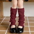 thumbnail image 2 of AWZXDE Girls Socks Winter Knit Pattern Leg Warmers with Pom-Pom Thick Warm Stackable Socks for Kids - Cozy and Adorable Red, 2 of 4