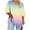 B-Yellow, variant on LEBONYARD Women's Trendy Plus Size V-Neck Gradient Color 3/4 Sleeve Comfy Loose Fitting Casual Daily Regular Pocket Pullover Blouses Shirts Tops