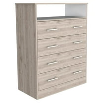 Tuhome Furniture Peru L Engineered Wood 4-Drawers Dresser in Light Gray/White
