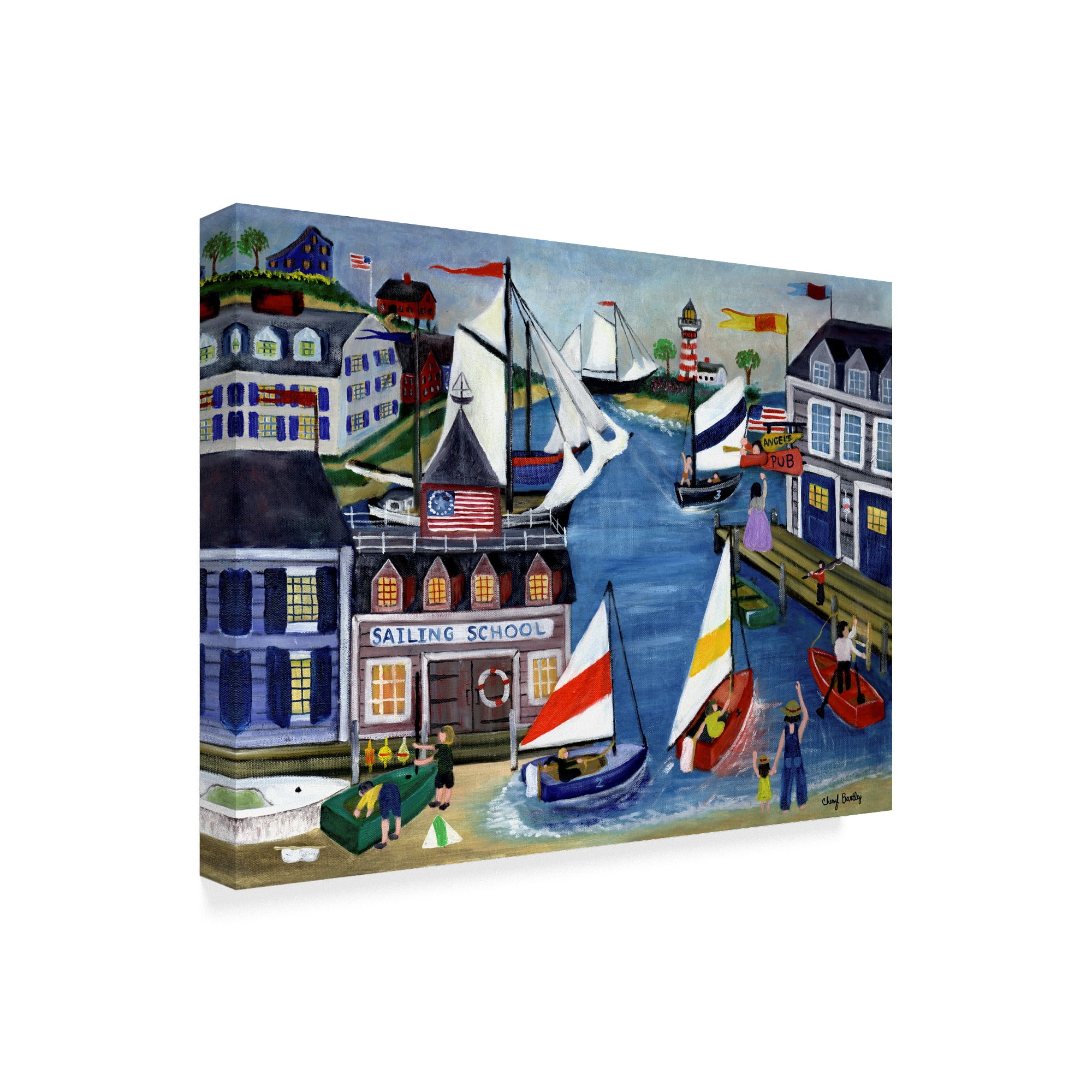 Trademark Fine Art 'Folk Art Sailing School' Canvas Art by Cheryl Bartley