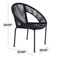 thumbnail image 5 of DecMode Black Plastic Rattan Contemporary Outdoor Chair, 29"W x 23"L x 30"H, featuring a Rounded Seat with Backrest, 5 of 14