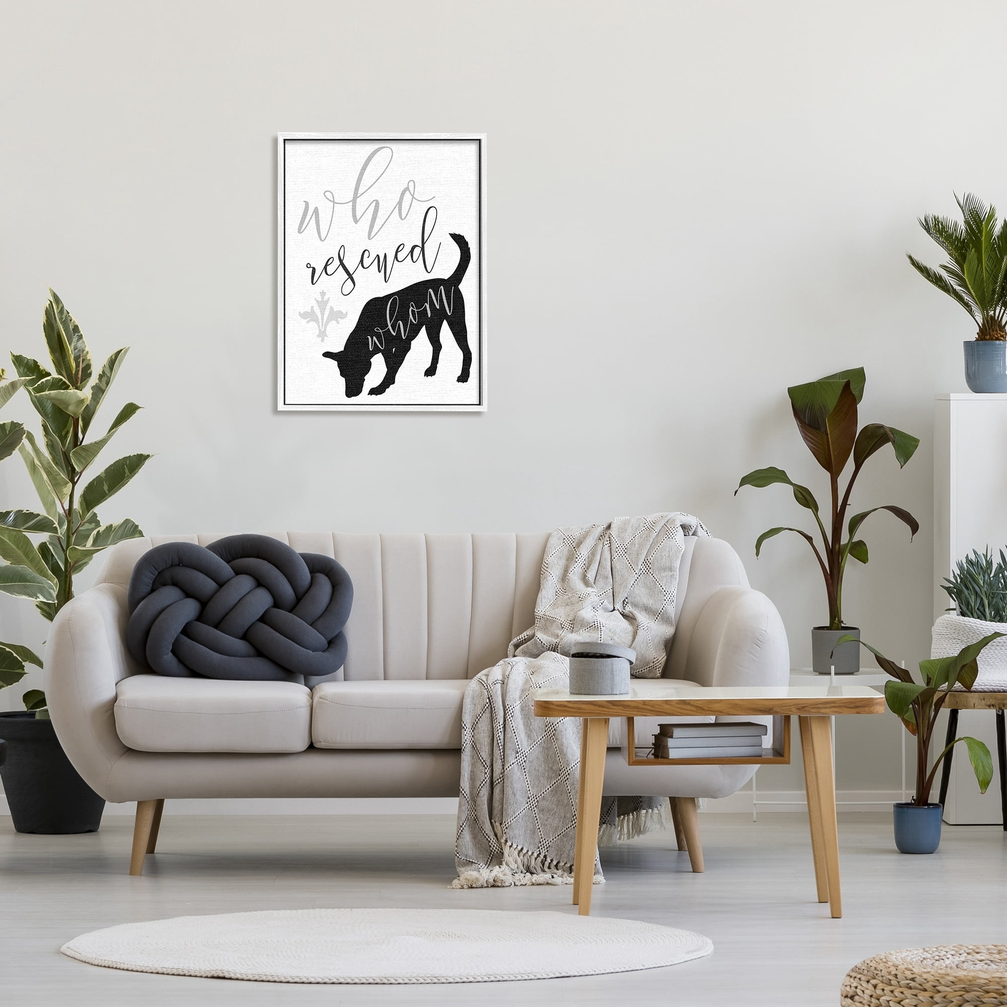 Stupell Industries Who Rescued Whom? Dog Typography, 24 x 30,Design by Daphne Polselli