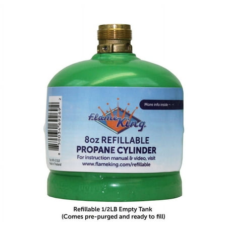 Flame King 1/2LB Refillable Empty Propane Tank for Propane Lamps, Lanterns and Camp Stoves