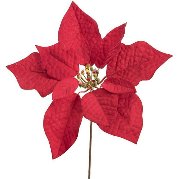 Save Dollar Stores Christmas Decoration Poinsettia Pick Red, Flowers Ornaments 7.5 in