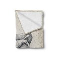 thumbnail image 2 of Yoga Soft Flannel Fleece Throw Blanket, Contemporary Illustration of Meditating Bear on Vintage Background Calm Life, Cozy Plush for Indoor and Outdoor Use, 50" x 60", Cream Black Green, by Ambesonne, 2 of 5