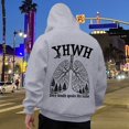 thumbnail image 2 of KHONTS Hooded Sweatshirt for Men YHWH Hoodies Shirt Inspirational Funny Letter Printed Graphic Pullover Tops Light Gray M, 2 of 6