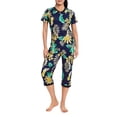 thumbnail image 2 of GXFC Women’s Pajama Set Clothes Vintage Short Sleeve Floral Tops+Elastic Waistband Pants 2Pcs Summer Loungewear Sleepwear Clothing for Women, 2 of 9