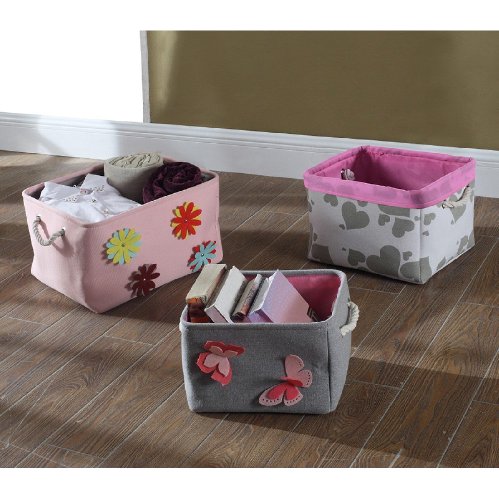TOPIA HOME Closet Organizers and Storage Bins for Shelves, 3-Pack Foldable  Storage Baskets for Organizing with Rope Handles, Collapsible Fabric Cube