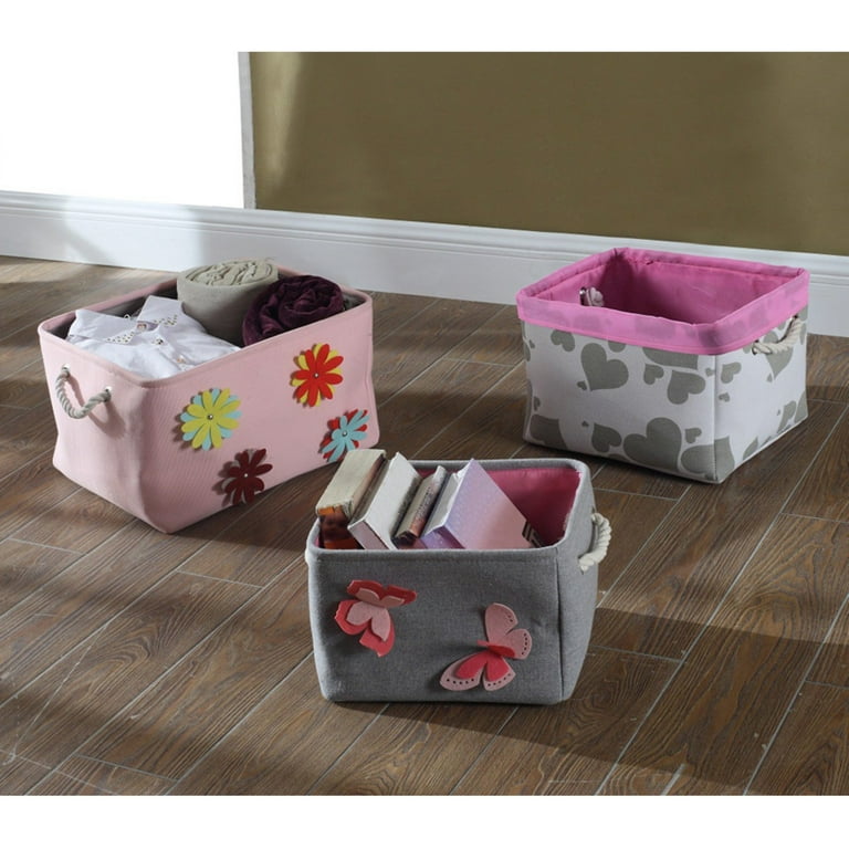 Bintopia Spring Bin Set, 3 Piece, Pink/Gray/White