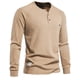 thumbnail image 2 of Camiseta de manga larga para hombre, color liso, diseño con cuello, corte holgado, poliéster, prenda informal para otoño-invierno, 2 of 7