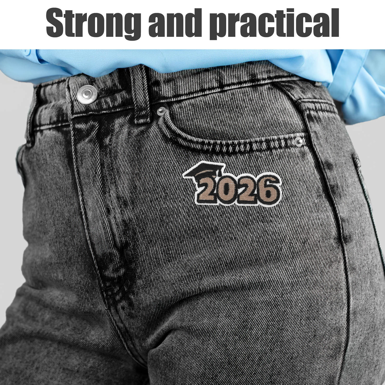 ELAYARD Black Embroidered Graduation Iron-On Patches for Jackets, Jeans, Caps, and School Gown Decoration