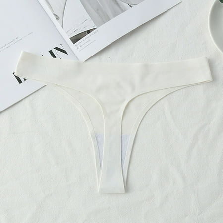 

NECHOLOGY Womens Sports Plus Size Through Waist Bikini Brief Underwear Thong Cotton Womens Underwear Tan Underpants White Medium