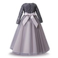 thumbnail image 2 of IBTOM CASTLE Kids Girls Long Sleeve Royal Palace Lace Dance Princess Gothic Victorian Gowns Fancy Masquerade Dress for Wedding Pageant Party 9-10 Years Gray, 2 of 7