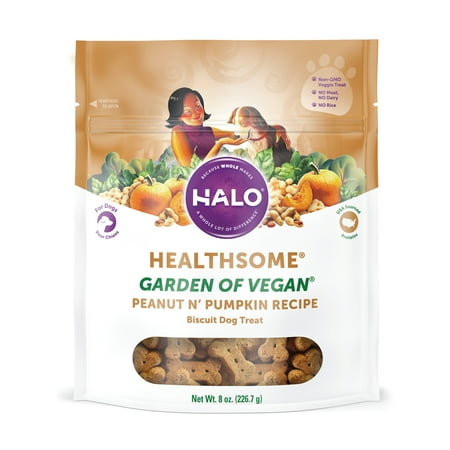 UPC: 0745158901204 | Halo Vegan Grain Free Natural Crunchy Dog Treats  Garden of Vegan Peanut N  Pumpkin Recipe  8-Ounce Bag