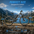 thumbnail image 4 of ASKGO Adult Electric Mountain Bike, 750W Peak Motor, 48V 10.4Ah Removable Battery, 26-Inch E-Bike, 20 MPH Max Speed, 45-Mile Range, Dual Disc Brakes & Full SuspensionTrail Riding, Gray, 4 of 6