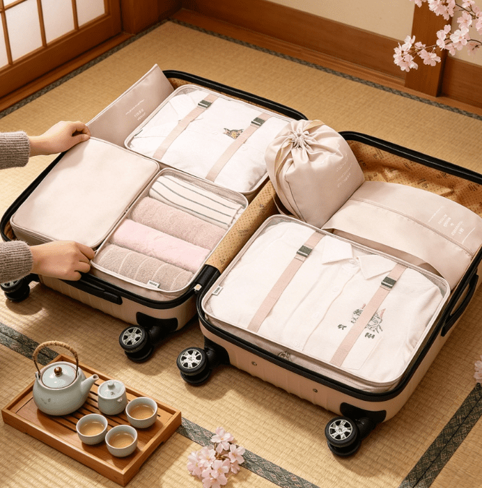 7 Set Travel Packing Cubes, Luggage Organizer Bags, Multi-Size Storage Pouches for Clothes, Shoes, Underwear, Cosmetics, Suitcase Organizer for Travel
