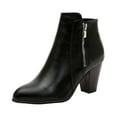 thumbnail image 3 of Mostsola Womens Round Toe Ankle Boots Stacked Heel Booties Retro Side Zipper Short Boots, 3 of 8