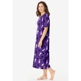 thumbnail image 3 of Dreams & Co. Plus Size V-Neck Short Sleeve Midi Cotton Sleep Shirt, 3 of 6