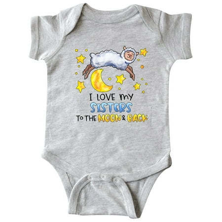 

Inktastic I Love My Sisters to the Moon and Back Cute Sheep Gift Baby Boy or Baby Girl Bodysuit